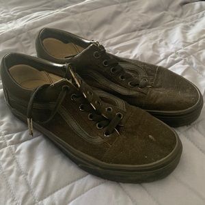 All black vans, worn a handful of times. Have been in storage